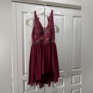 Sequin Hearts Burgundy and Cream Dress